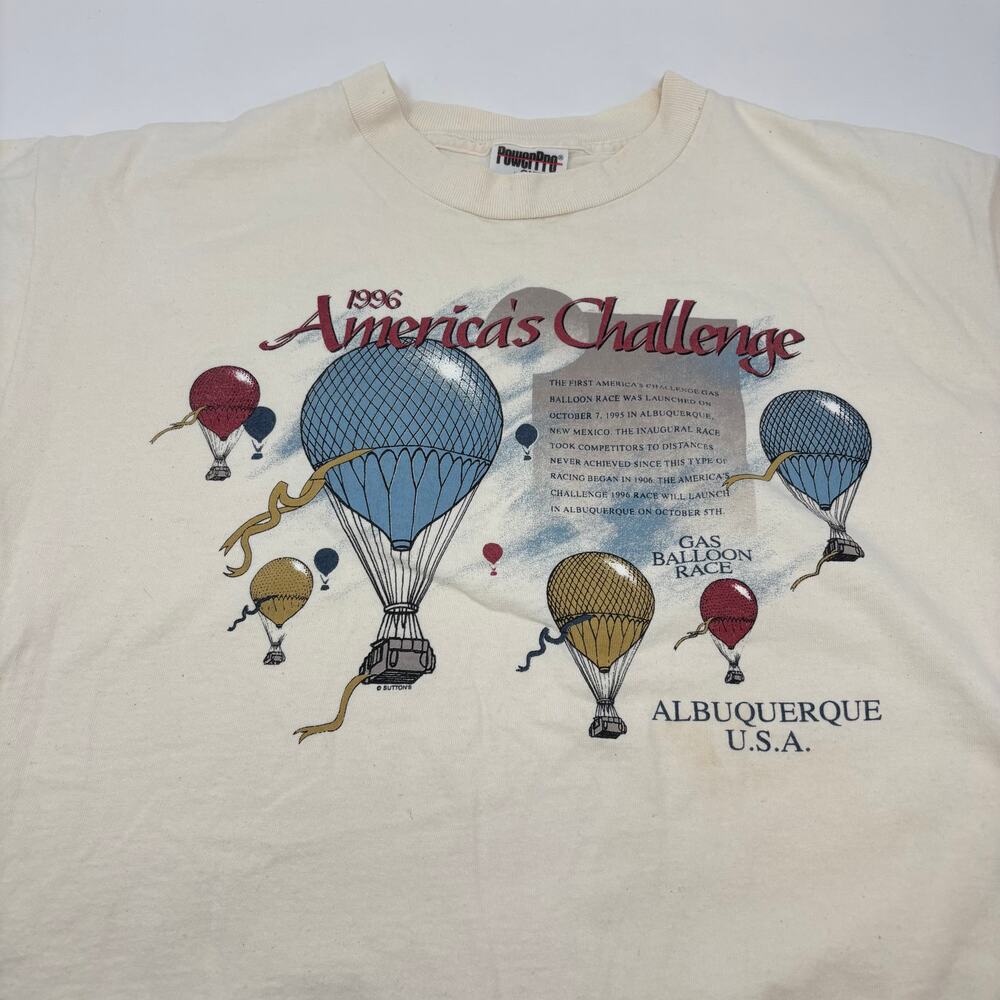 Powerpro by Oneita Vintage 1996 America's Challenge Beige Gas Balloon Race Shirt